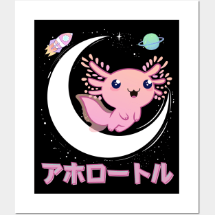 Axolotl Moon Space Posters and Art